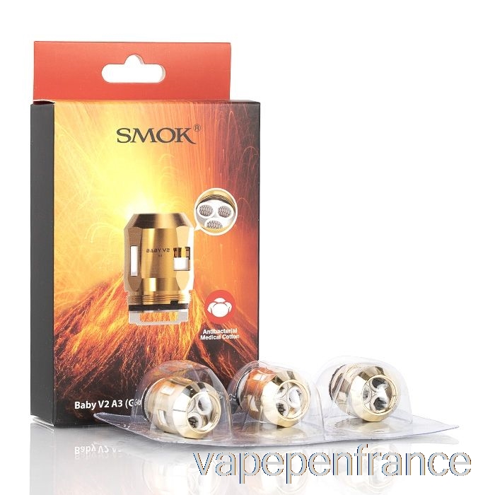 Bobines De Remplacement Smok Tfv8 Baby V2 0,15ohm Baby V2 A3 Triple Bobines (or) Stylo Vape